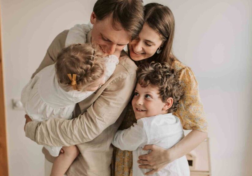 Family hugging