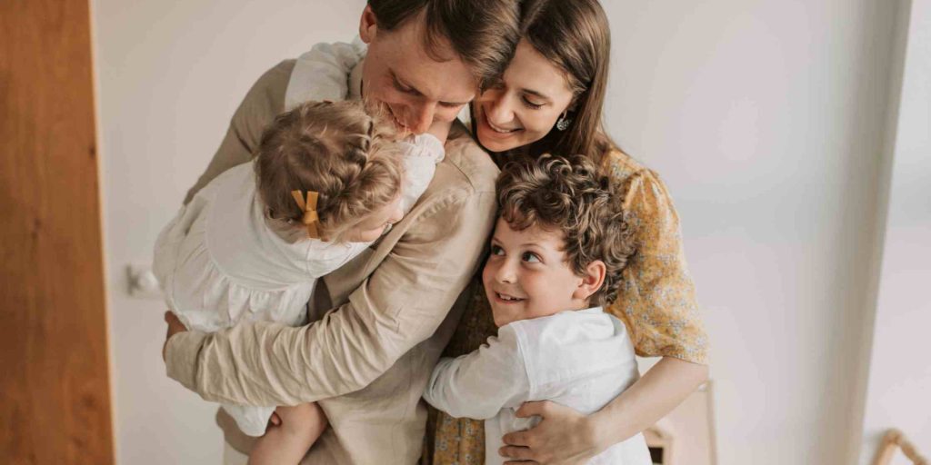 Family hugging